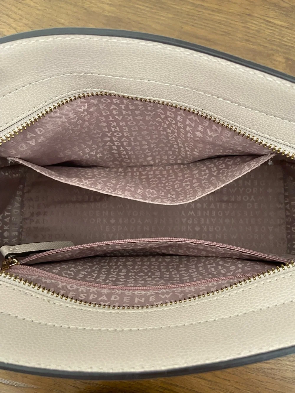 kate spade Two-Tone Sand and White Leather Shoulder Bag